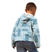 Hawaiian Quilt Tapa On Cold Blue Palaka Motifs Kid Hoodie