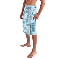 Hawaiian Quilt Tapa On Cold Blue Palaka Motifs Lavalava