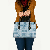 Hawaiian Quilt Tapa On Cold Blue Palaka Motifs Leather Bag