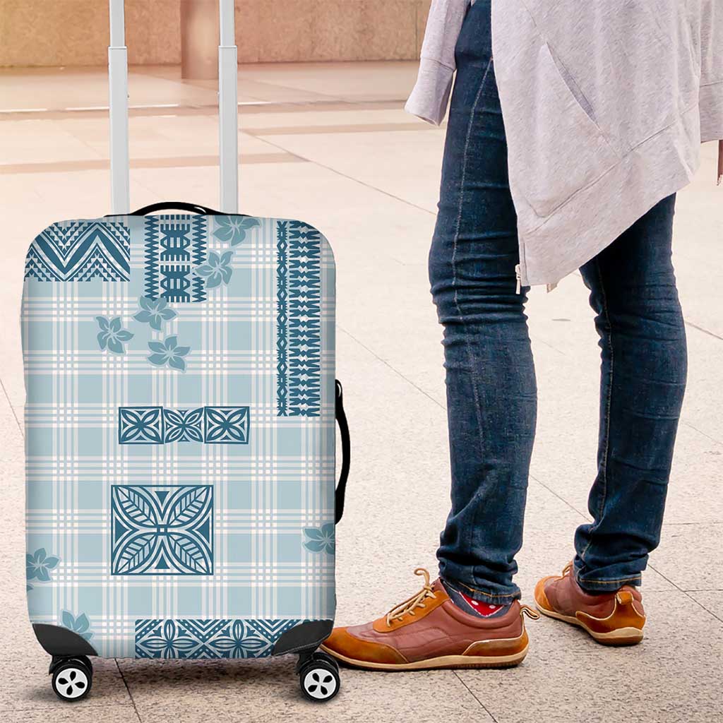 Hawaiian Quilt Tapa On Cold Blue Palaka Motifs Luggage Cover