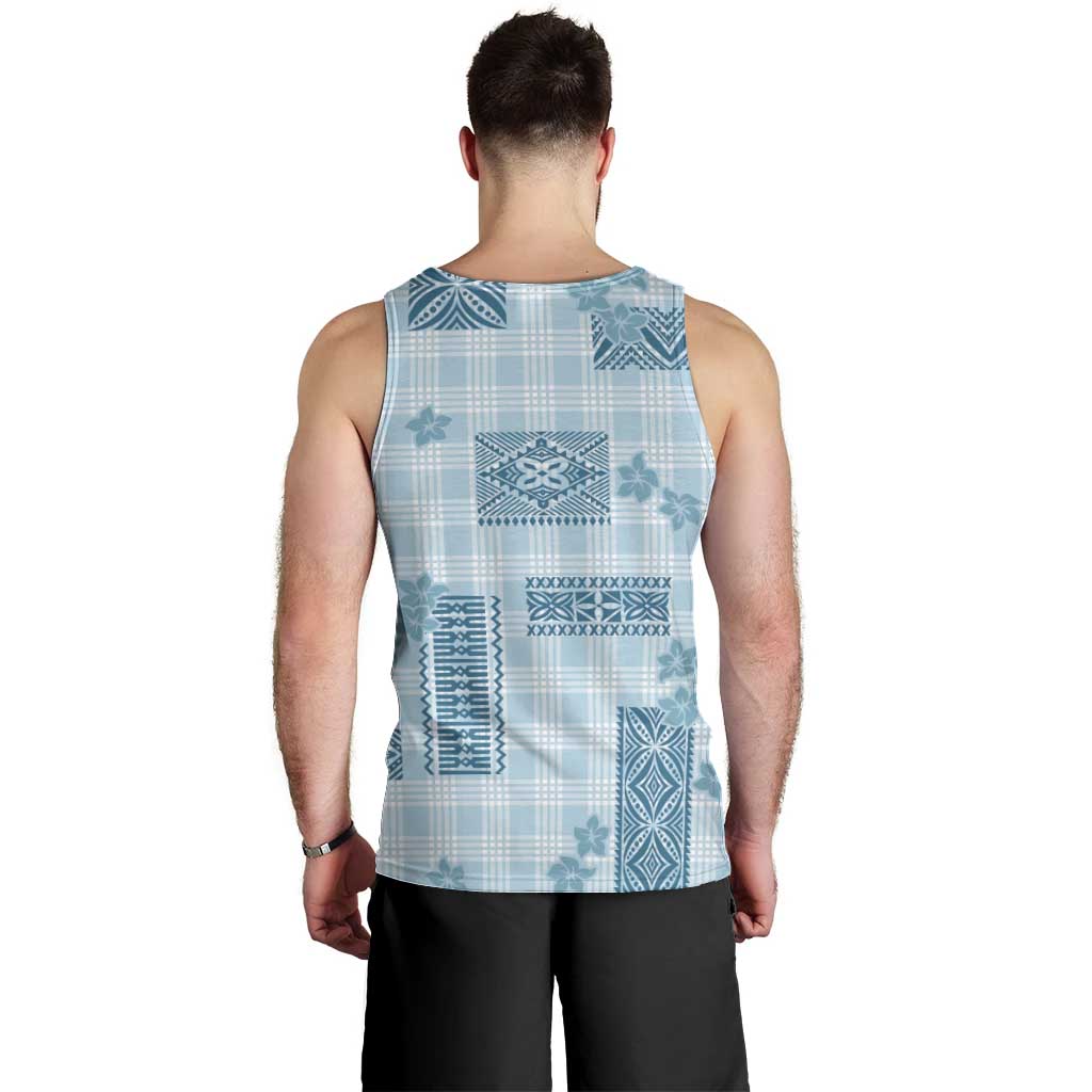 Hawaiian Quilt Tapa On Cold Blue Palaka Motifs Men Tank Top
