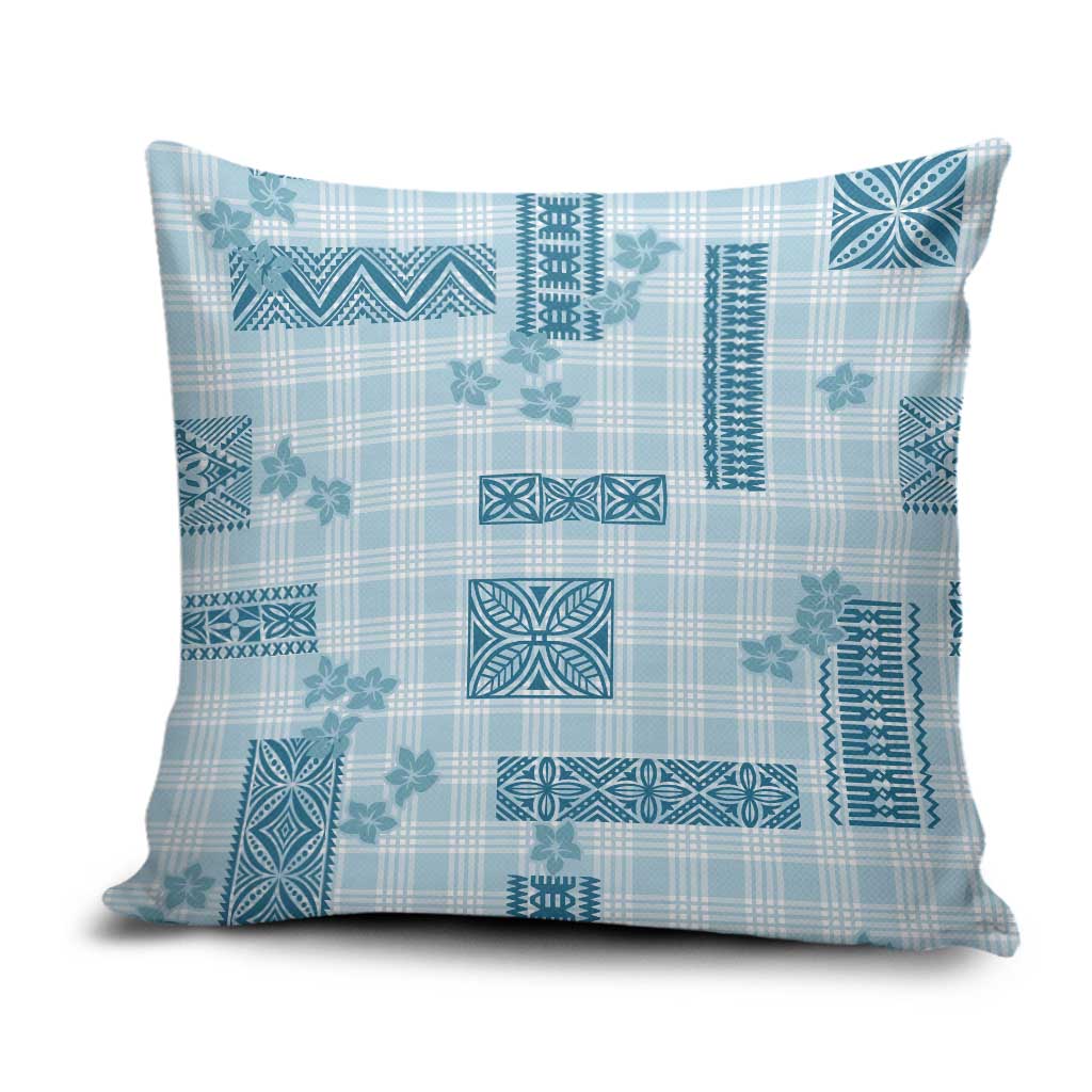 Hawaiian Quilt Tapa On Cold Blue Palaka Motifs Pillow Cover