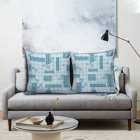 Hawaiian Quilt Tapa On Cold Blue Palaka Motifs Pillow Cover