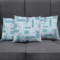 Hawaiian Quilt Tapa On Cold Blue Palaka Motifs Pillow Cover