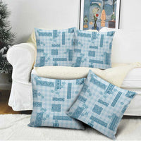 Hawaiian Quilt Tapa On Cold Blue Palaka Motifs Pillow Cover