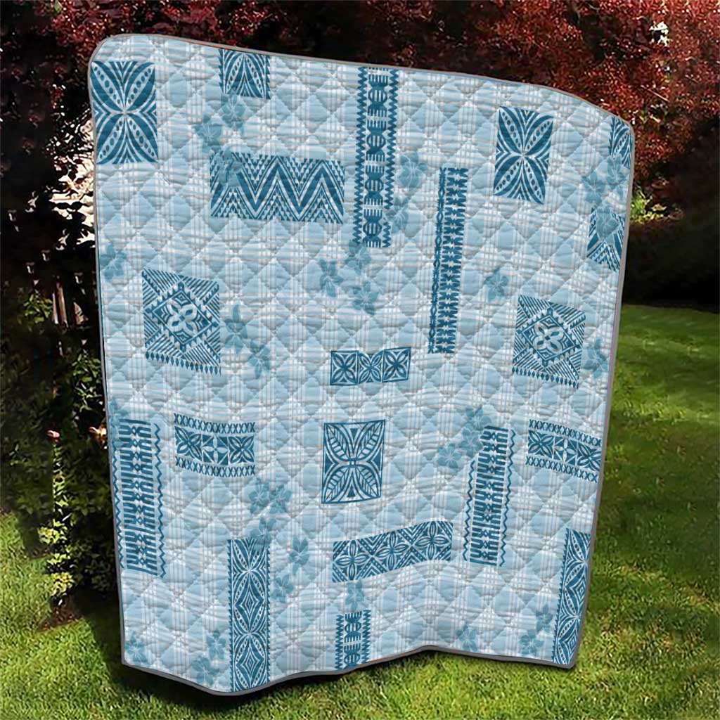 Hawaiian Quilt Tapa On Cold Blue Palaka Motifs Quilt