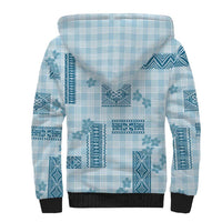 Hawaiian Quilt Tapa On Cold Blue Palaka Motifs Sherpa Hoodie