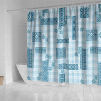 Hawaiian Quilt Tapa On Cold Blue Palaka Motifs Shower Curtain LT7 - Polynesian Pride