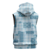 Hawaiian Quilt Tapa On Cold Blue Palaka Motifs Sleeveless Zip Hoodie