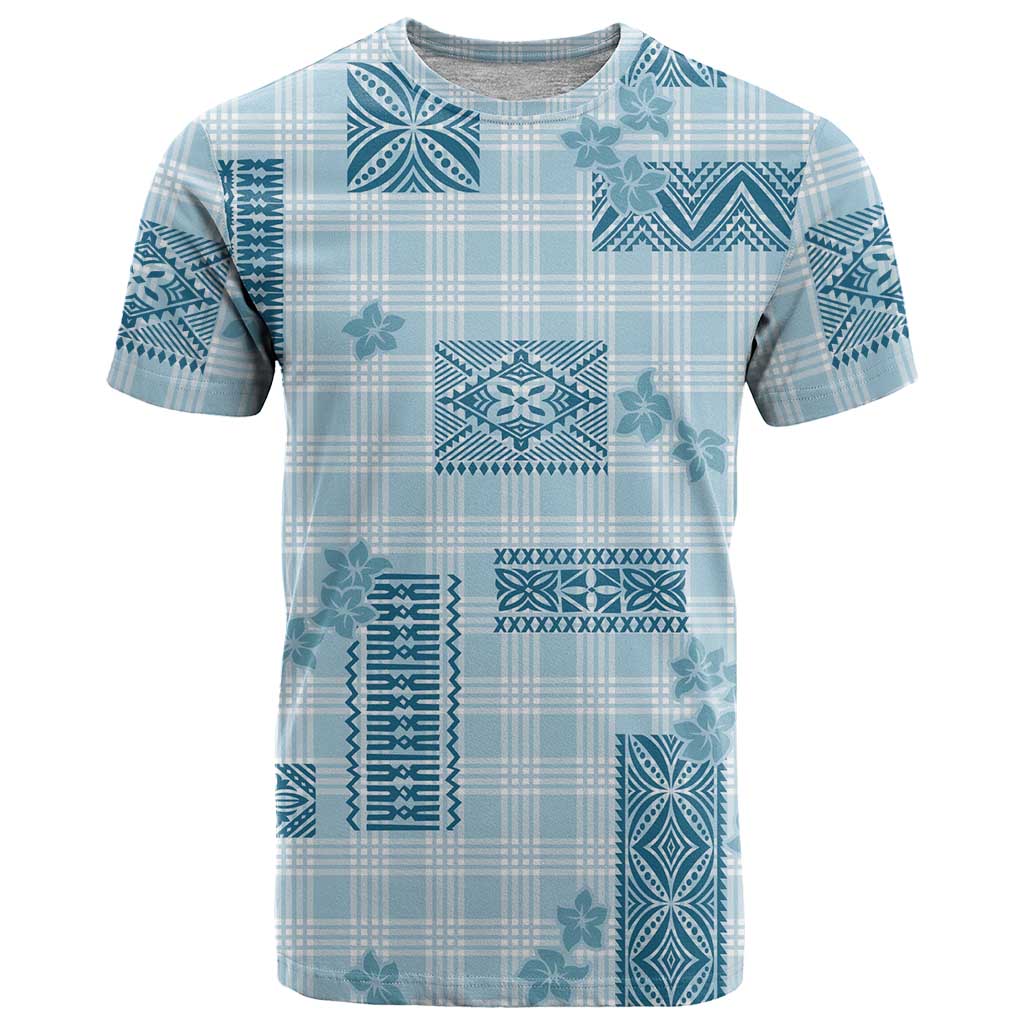 Hawaiian Quilt Tapa On Cold Blue Palaka Motifs T Shirt