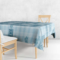 Hawaiian Quilt Tapa On Cold Blue Palaka Motifs Tablecloth