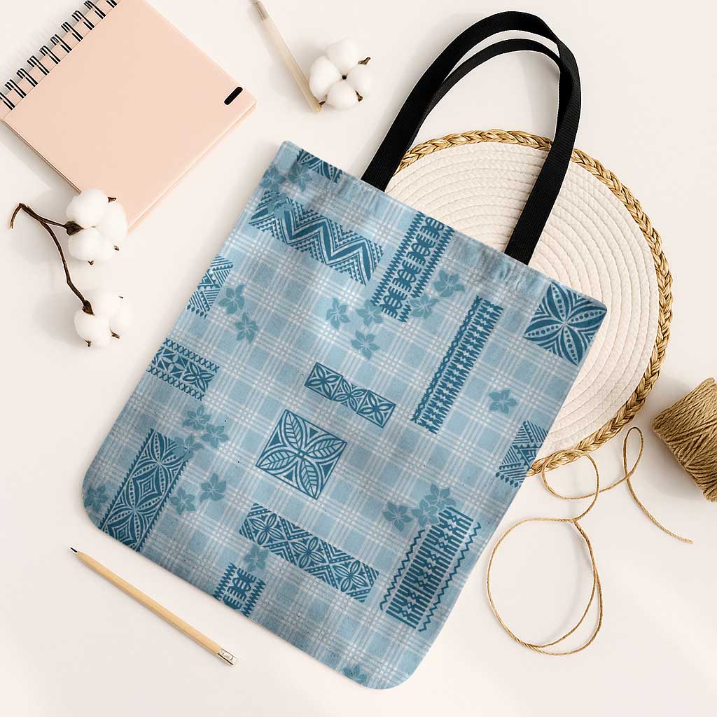 Hawaiian Quilt Tapa On Cold Blue Palaka Motifs Tote Bag
