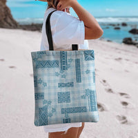 Hawaiian Quilt Tapa On Cold Blue Palaka Motifs Tote Bag