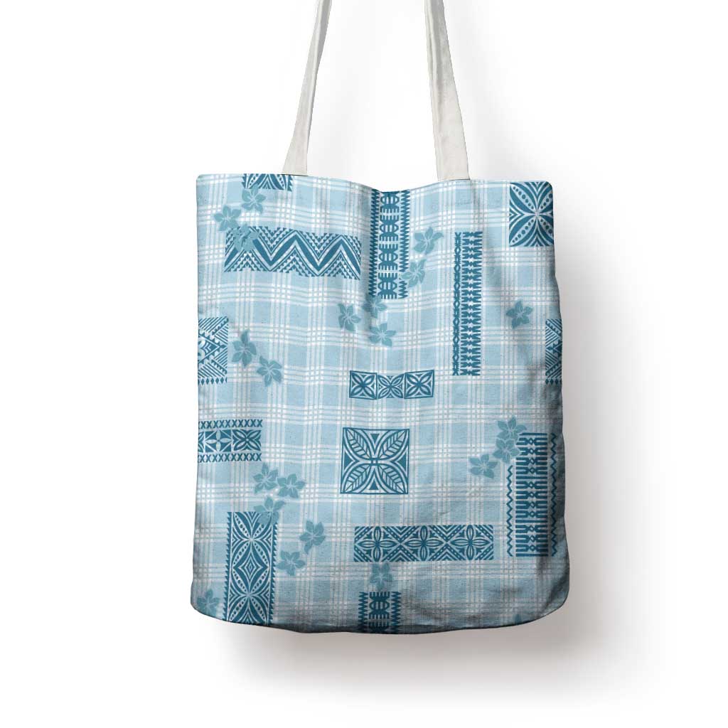 Hawaiian Quilt Tapa On Cold Blue Palaka Motifs Tote Bag