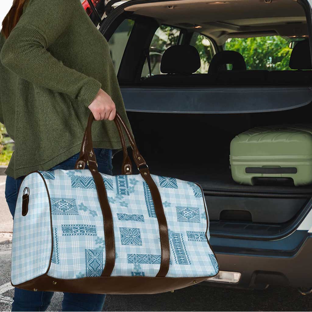 Hawaiian Quilt Tapa On Cold Blue Palaka Motifs Travel Bag
