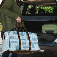 Hawaiian Quilt Tapa On Cold Blue Palaka Motifs Travel Bag