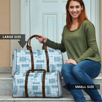 Hawaiian Quilt Tapa On Cold Blue Palaka Motifs Travel Bag