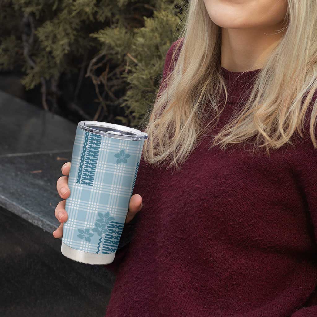 Hawaiian Quilt Tapa On Cold Blue Palaka Motifs Tumbler Cup