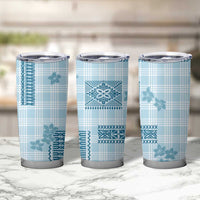 Hawaiian Quilt Tapa On Cold Blue Palaka Motifs Tumbler Cup