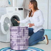 Hawaiian Quilt Tapa On Lilac Palaka Motifs Laundry Basket