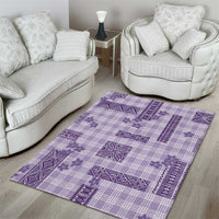 Hawaiian Quilt Tapa On Lilac Palaka Motifs Area Rug