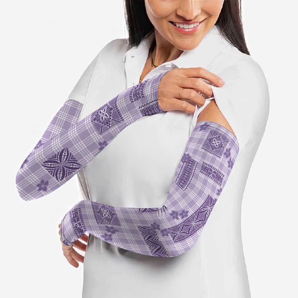 Hawaiian Quilt Tapa On Lilac Palaka Motifs Arm Sleeves
