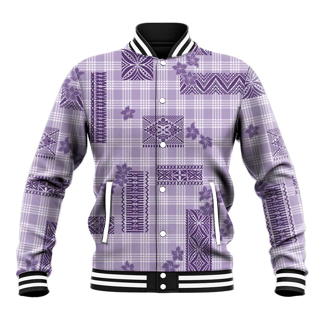 Hawaiian Quilt Tapa On Lilac Palaka Motifs Baseball Jacket