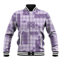 Hawaiian Quilt Tapa On Lilac Palaka Motifs Baseball Jacket
