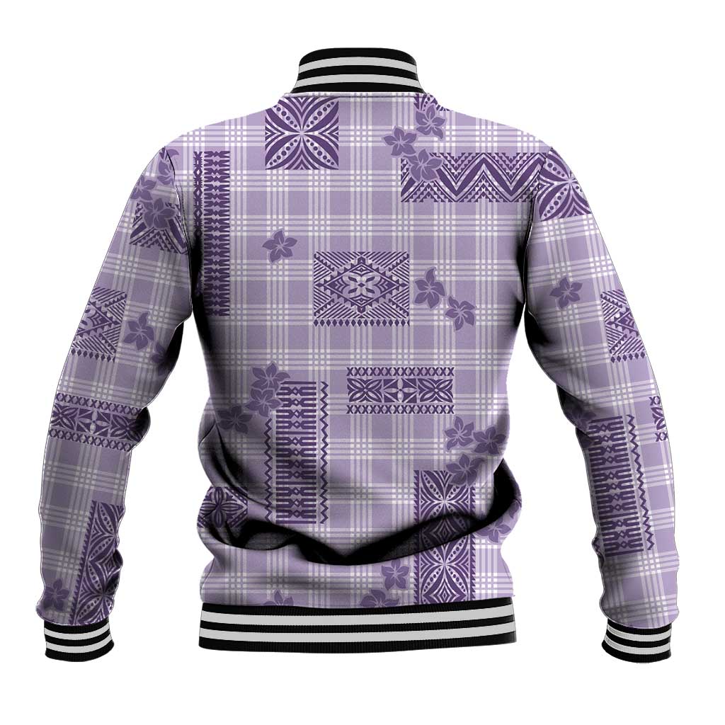 Hawaiian Quilt Tapa On Lilac Palaka Motifs Baseball Jacket