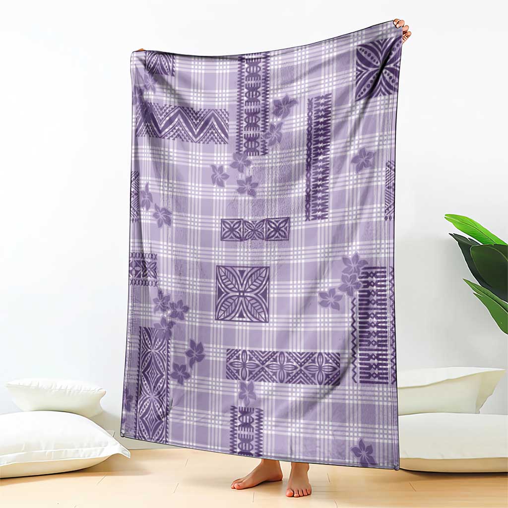 Hawaiian Quilt Tapa On Lilac Palaka Motifs Blanket