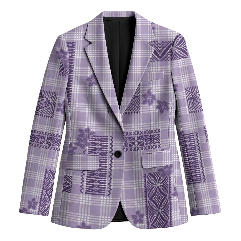 Hawaiian Quilt Tapa On Lilac Palaka Motifs Blazer