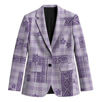 Hawaiian Quilt Tapa On Lilac Palaka Motifs Blazer
