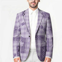Hawaiian Quilt Tapa On Lilac Palaka Motifs Blazer