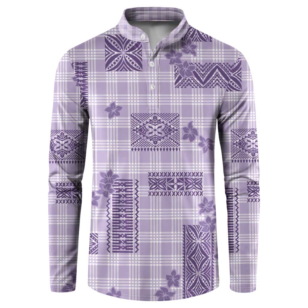 Hawaiian Quilt Tapa On Lilac Palaka Motifs Button Sweatshirt LT7 Lilac - Polynesian Pride