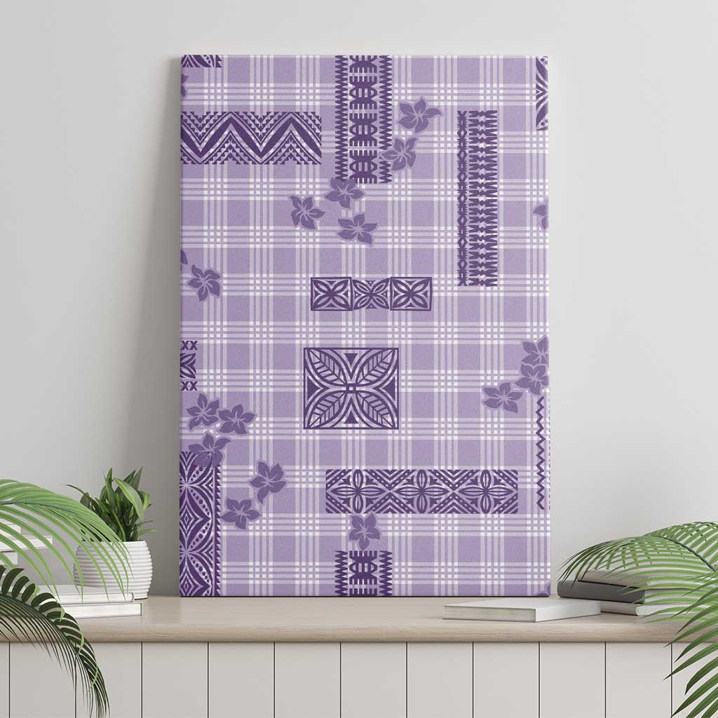 Hawaiian Quilt Tapa On Lilac Palaka Motifs Canvas Wall Art