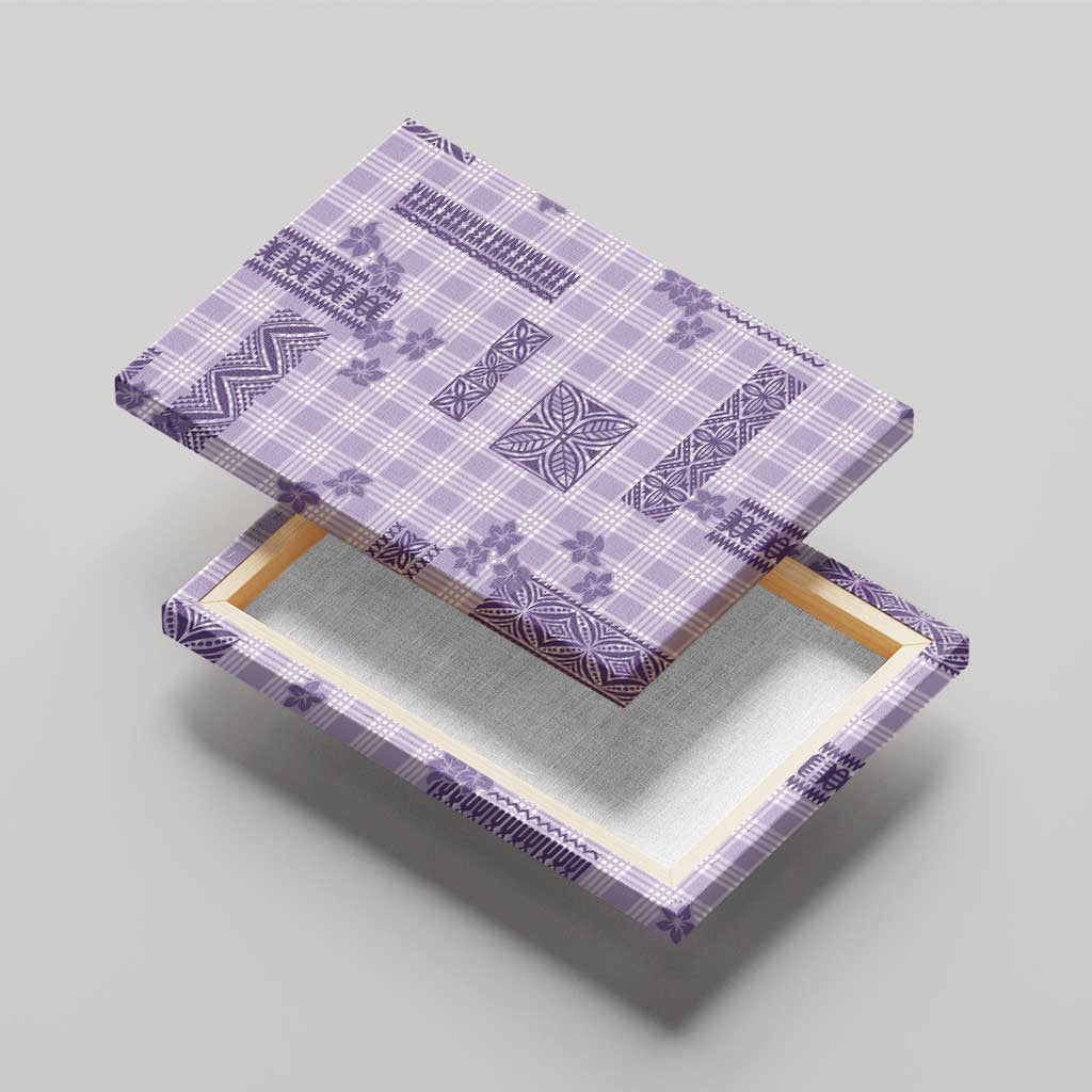 Hawaiian Quilt Tapa On Lilac Palaka Motifs Canvas Wall Art