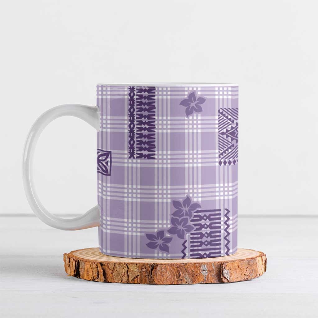 Hawaiian Quilt Tapa On Lilac Palaka Motifs Ceramic Mug