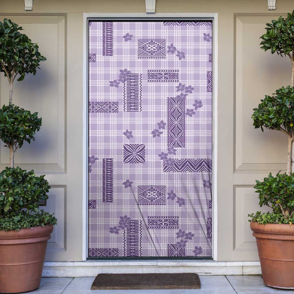 Hawaiian Quilt Tapa On Lilac Palaka Motifs Door Cover