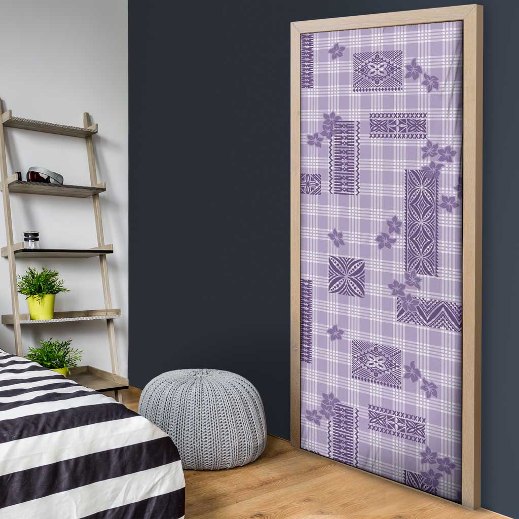 Hawaiian Quilt Tapa On Lilac Palaka Motifs Door Cover