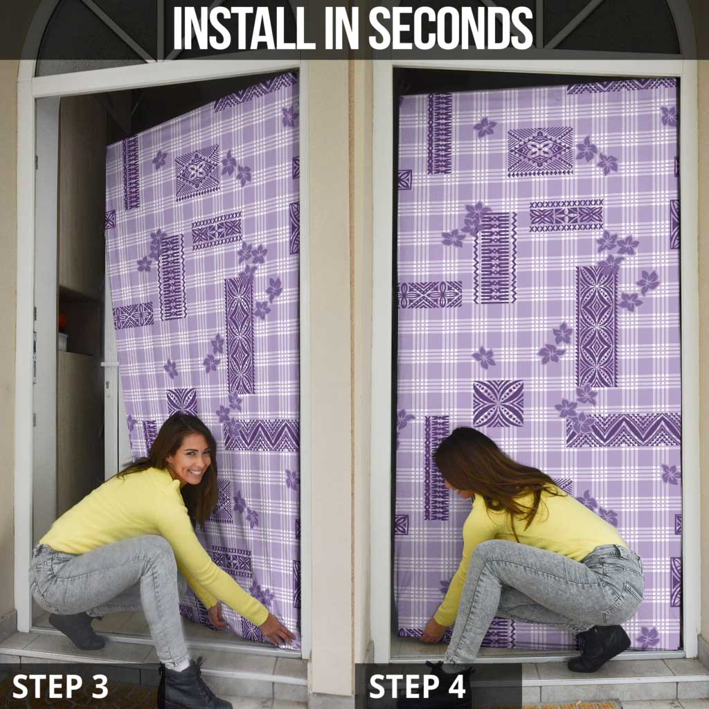 Hawaiian Quilt Tapa On Lilac Palaka Motifs Door Cover