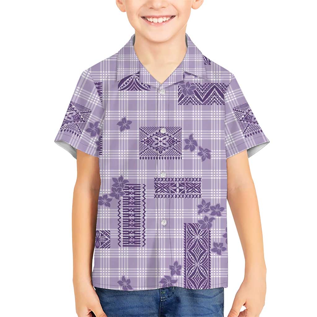 Hawaiian Quilt Tapa On Lilac Palaka Motifs Family Matching Mermaid Dress and Hawaiian Shirt