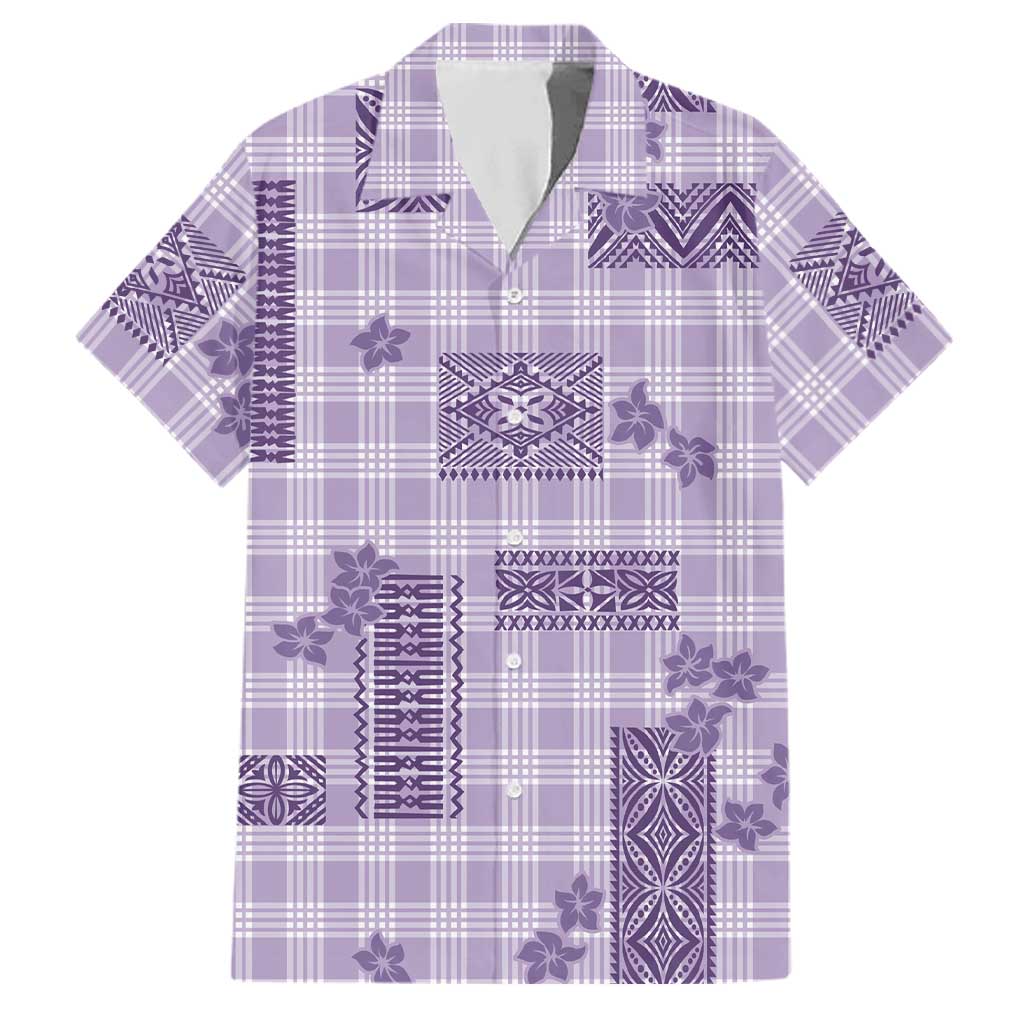 Hawaiian Quilt Tapa On Lilac Palaka Motifs Family Matching Off Shoulder Maxi Dress and Hawaiian Shirt