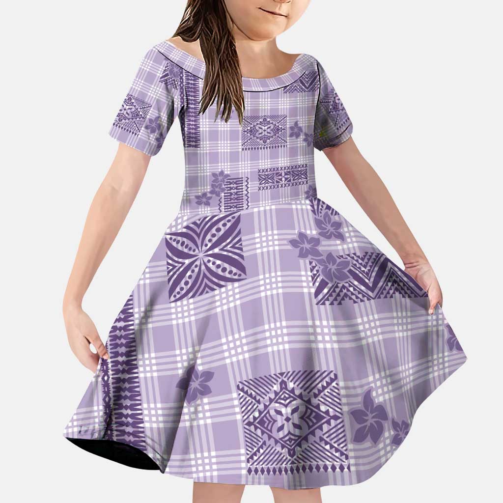 Hawaiian Quilt Tapa On Lilac Palaka Motifs Family Matching Tank Maxi Dress and Hawaiian Shirt