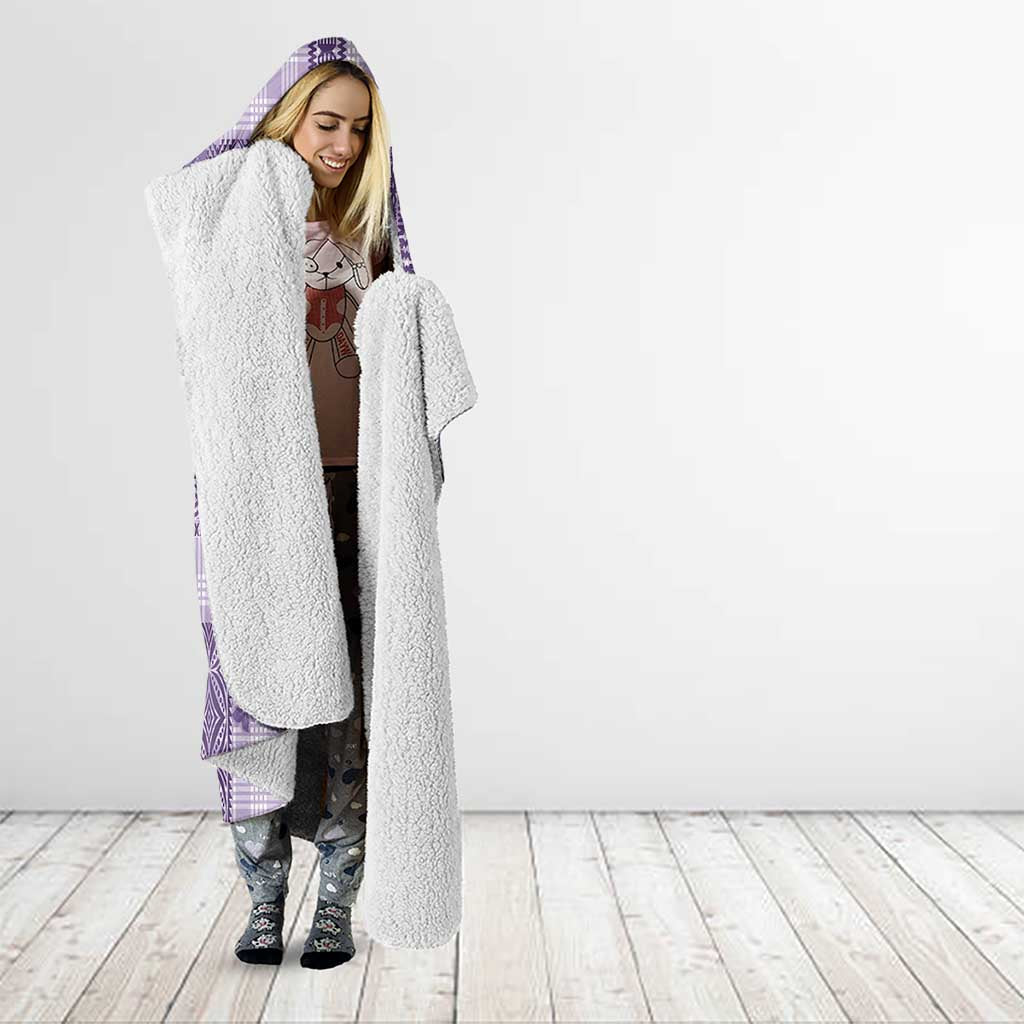 Hawaiian Quilt Tapa On Lilac Palaka Motifs Hooded Blanket