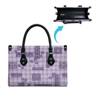 Hawaiian Quilt Tapa On Lilac Palaka Motifs Leather Bag