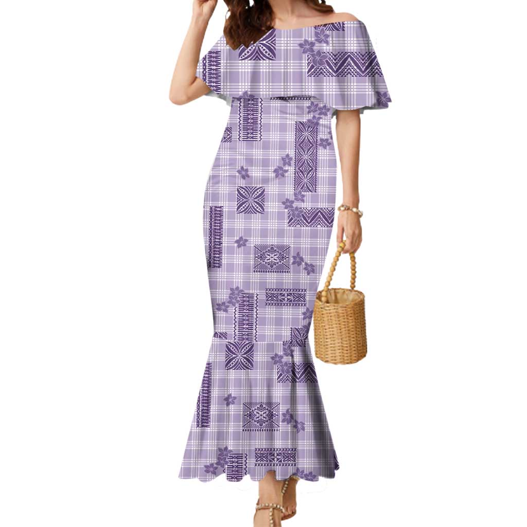 Hawaiian Quilt Tapa On Lilac Palaka Motifs Mermaid Dress
