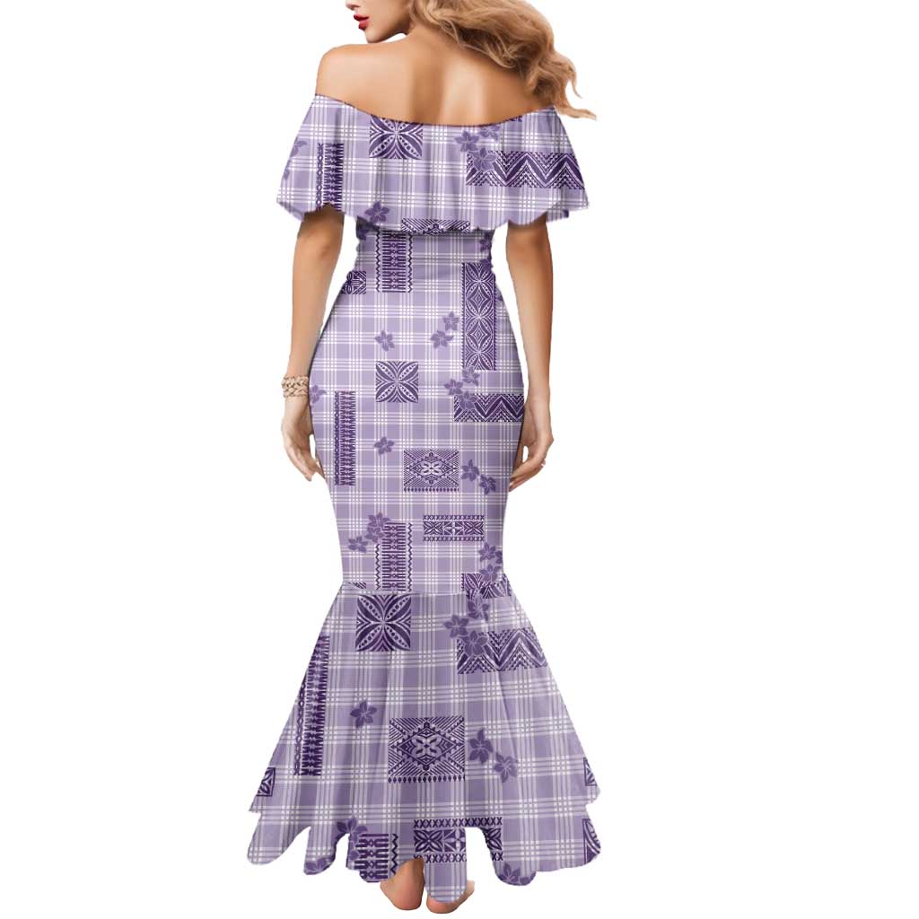 Hawaiian Quilt Tapa On Lilac Palaka Motifs Mermaid Dress