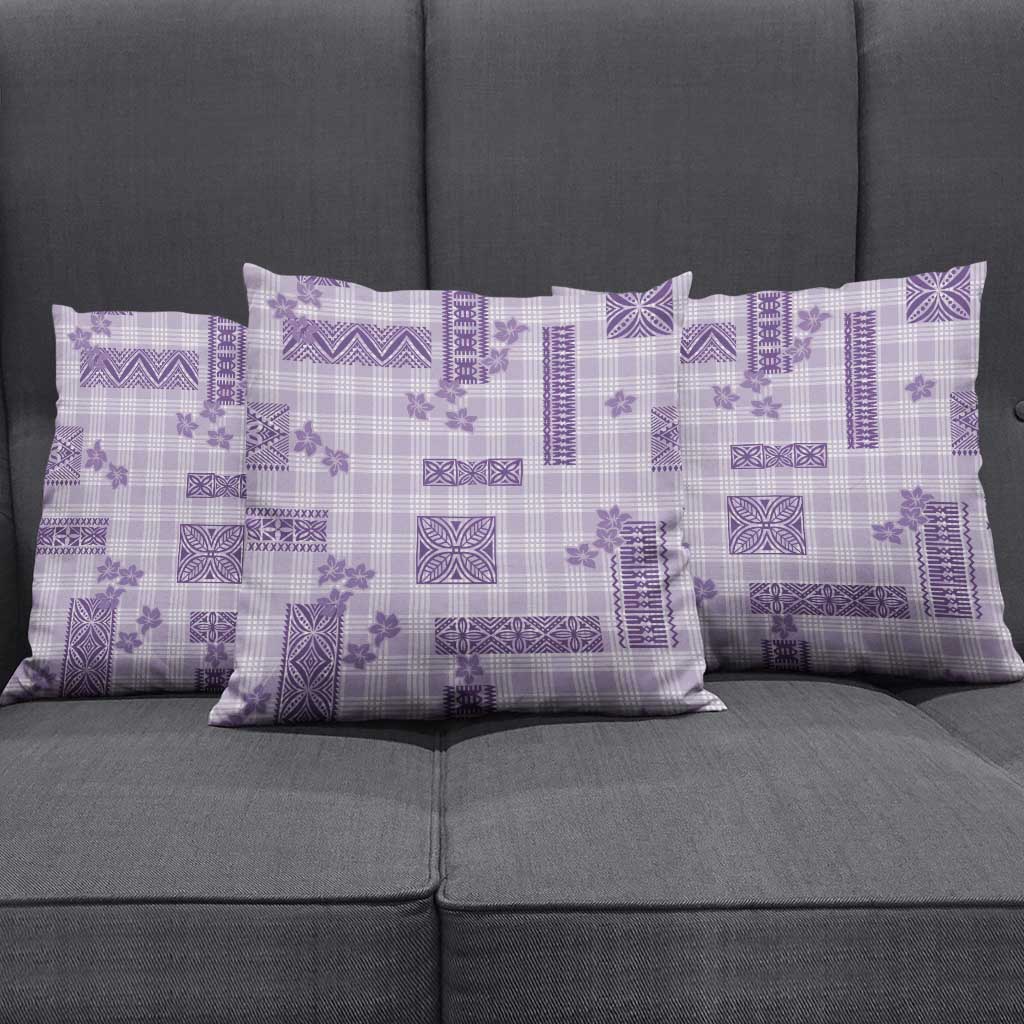Hawaiian Quilt Tapa On Lilac Palaka Motifs Pillow Cover