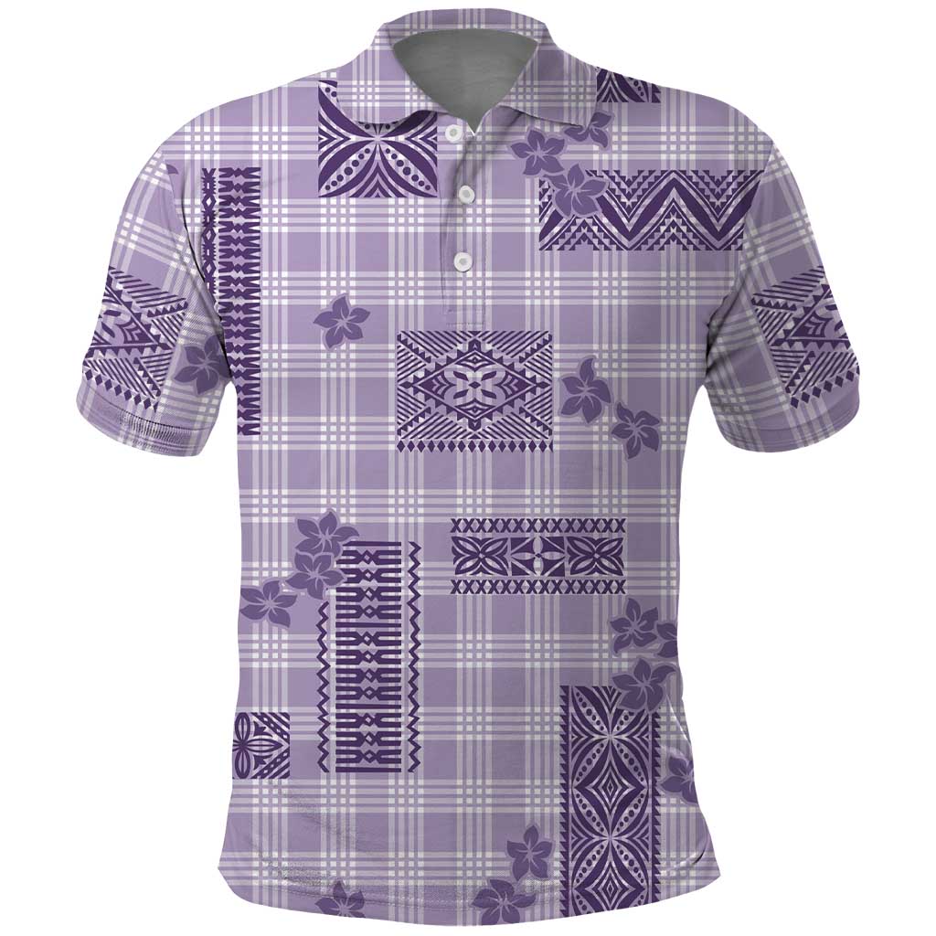 Hawaiian Quilt Tapa On Lilac Palaka Motifs Polo Shirt