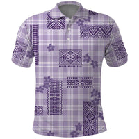 Hawaiian Quilt Tapa On Lilac Palaka Motifs Polo Shirt